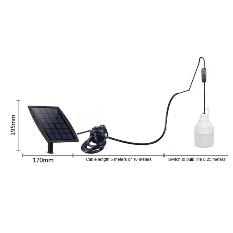 SNF-0092 3W Hvit Lys Sol Lantern Belysning Pære Utendørs IP44 Vanntett LED En for To Belysningssystem Split Hage Lampe, Lengde:5m