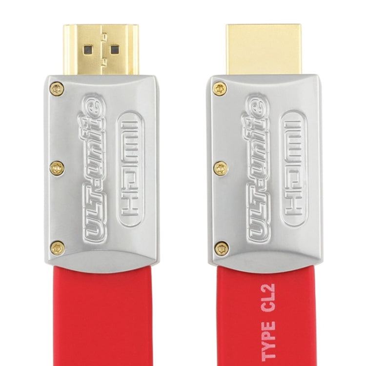 Norvo | ULT-unite 4K Ultra HD forgyllet HDMI til HDMI flat kabel, kabel lengde: 8m (Rød)