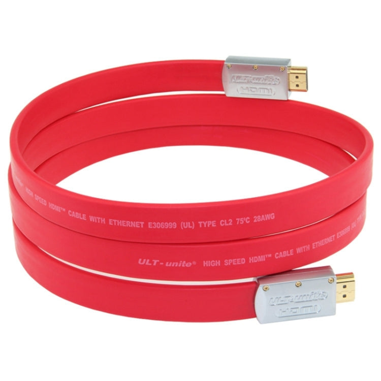 Norvo | ULT-unite 4K Ultra HD forgyllet HDMI til HDMI flat kabel, kabel lengde: 8m (Rød)