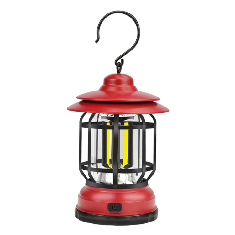 Bærbar Retro Hengende Lampe Lantern Camping Telt Lys, Type: Batteritype, Ikke Inkludert Batteri (Rød)