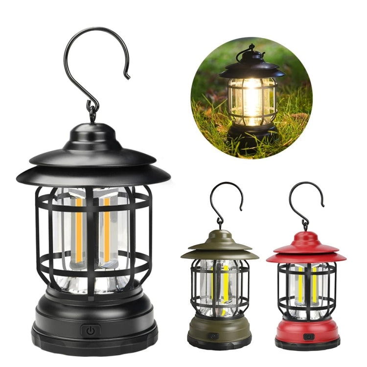 Bærbar Retro Hengende Lampe Lantern Camping Telt Lys, Type: Batteritype, Ikke Inkludert Batteri (Rød)