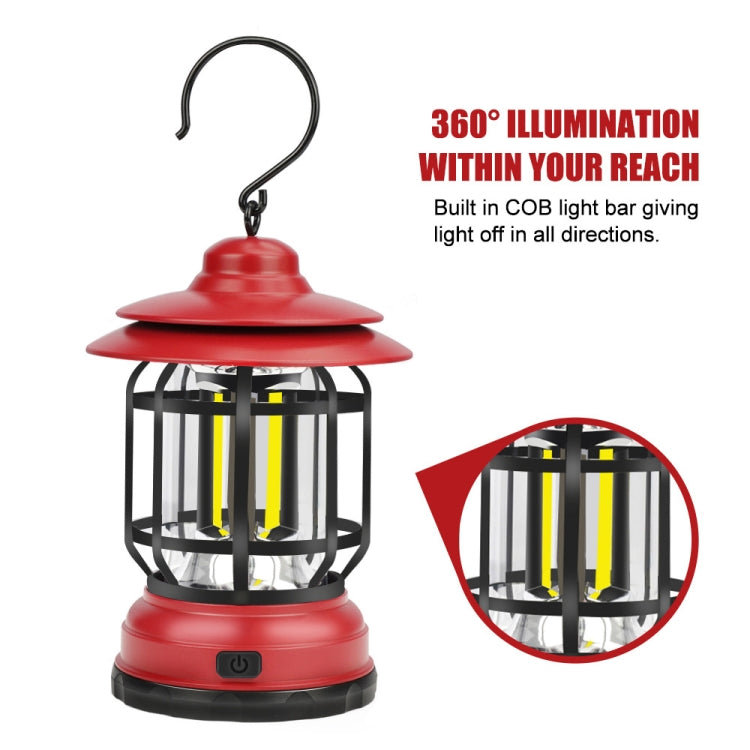 Bærbar Retro Hengende Lampe Lantern Camping Telt Lys, Type: Batteritype, Ikke Inkludert Batteri (Rød)