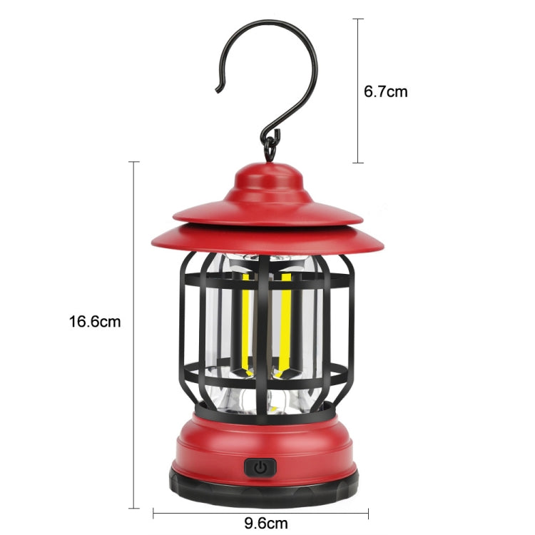Bærbar Retro Hengende Lampe Lantern Camping Telt Lys, Type: Batteritype, Ikke Inkludert Batteri (Rød)
