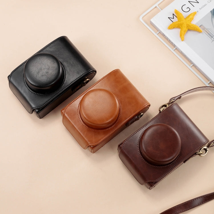 Norvo | For FUJIFILM X100VI Heldekkende Lær Kamera Veske med Rem (Kaffe)