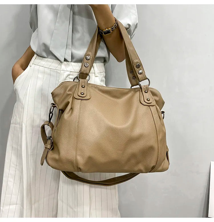 Norvo | Retro-inspirert tote bag med glatt imitasjonslær og klassisk sømdetaljering