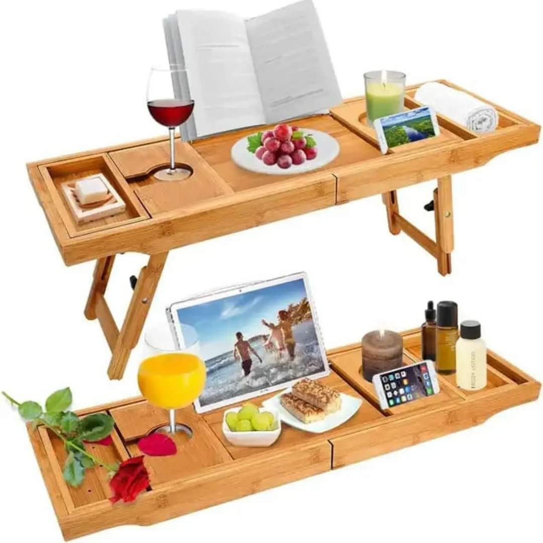 Norvo | Utvidbar Bambus Badebalje/ Caddy Tray med Stativ