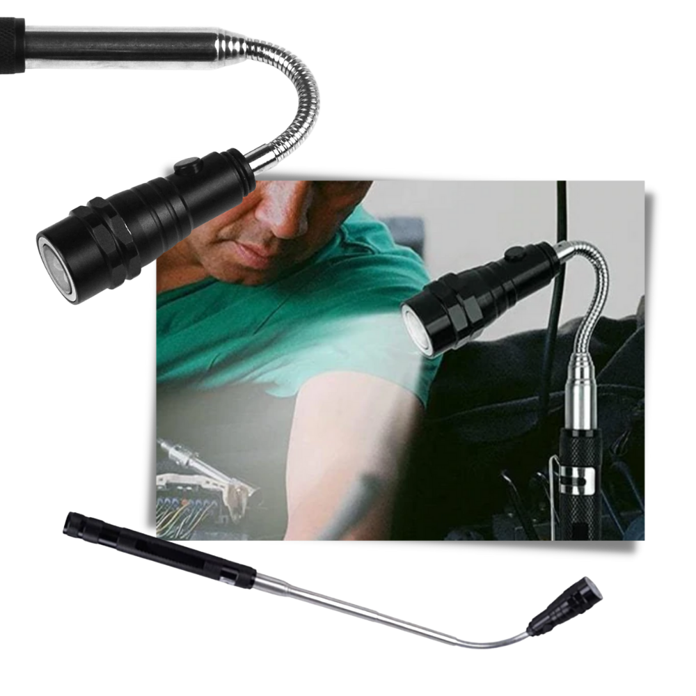 Teleskopisk magnetisk LED-lommelykt