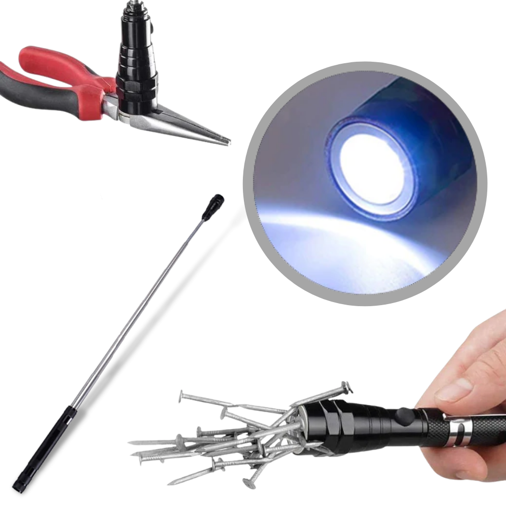 Teleskopisk magnetisk LED-lommelykt