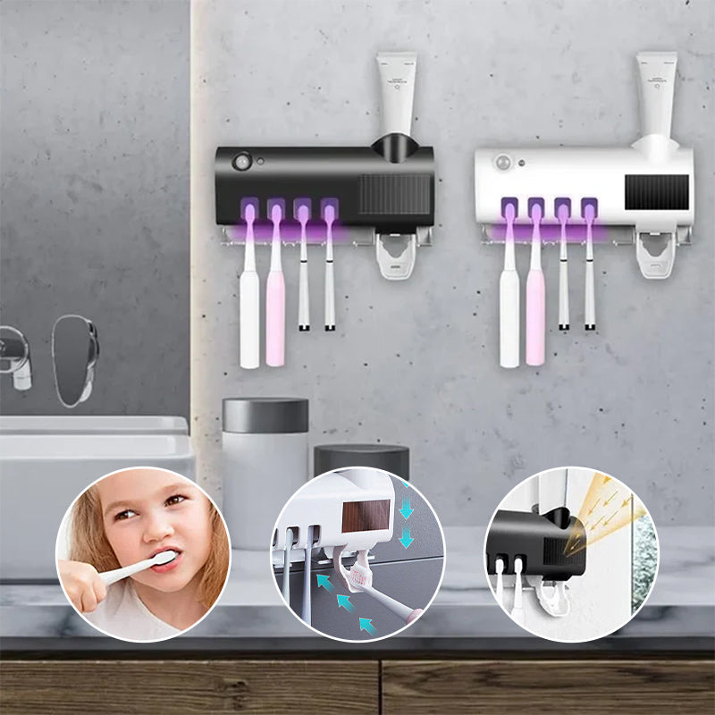 Norvo | Smart UV Lys Sterilisator Tannbørsteholder, Veggmontert Tannkremdispenser
