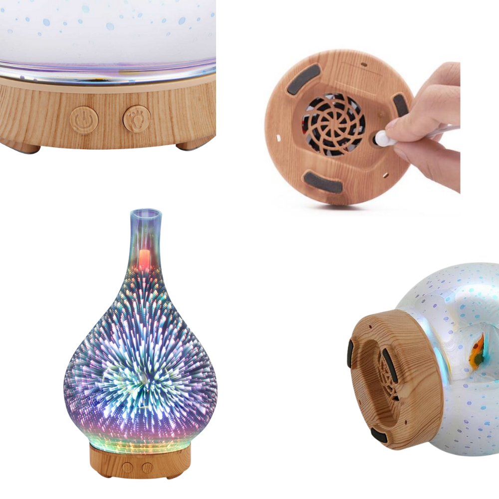 Vaseformet eterisk olje diffuser med fyrverkeri mønster
