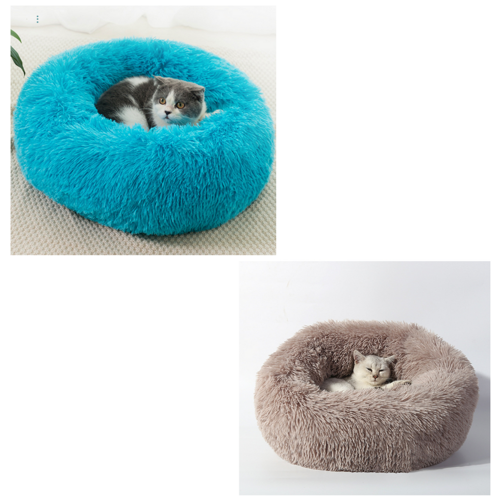 Smultring kjæledyrseng i fluffy plysj