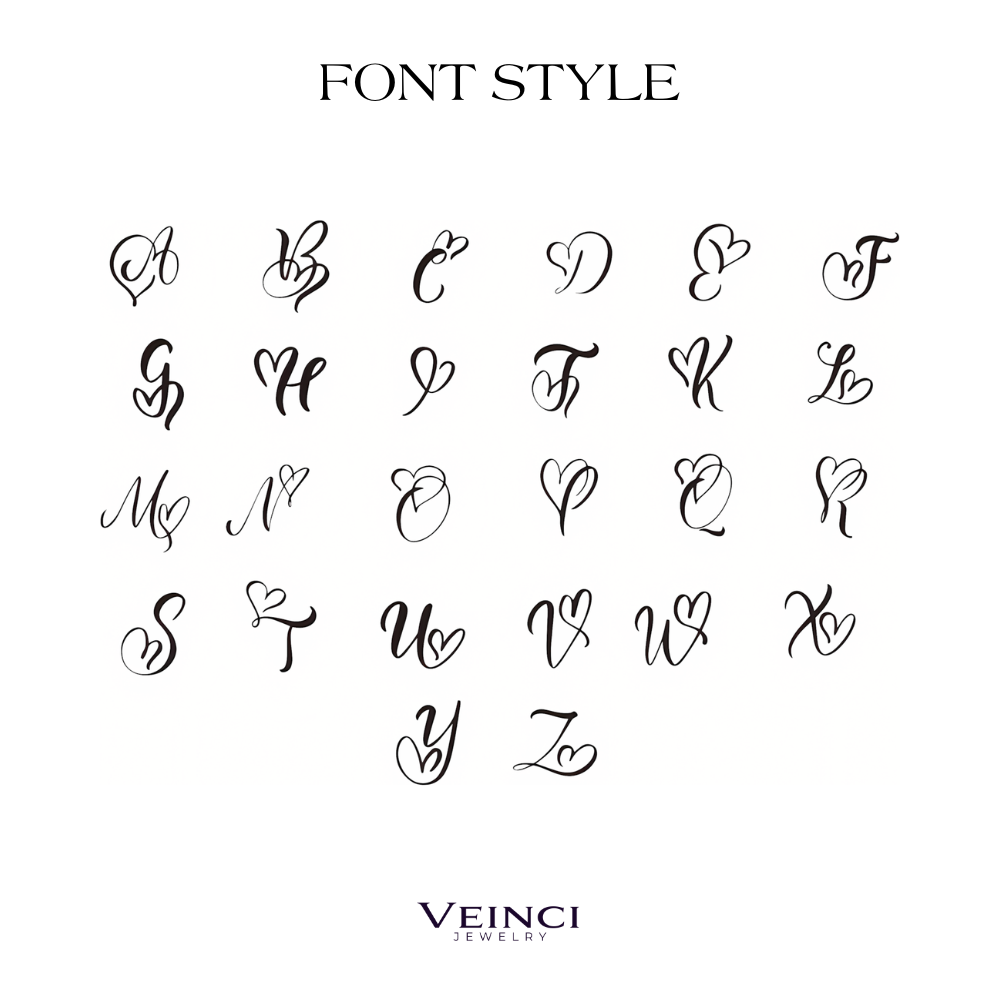 Norvo | Delikat kursiv hjerte fødselssteins bokstavinitial halskjede