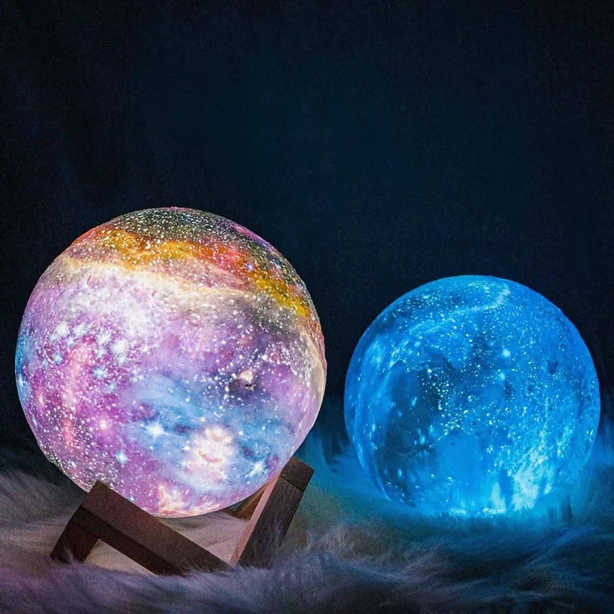 Norvo | 3D-Måne Lampe med 16 Farger & Trestativ for Stemningsbelysning