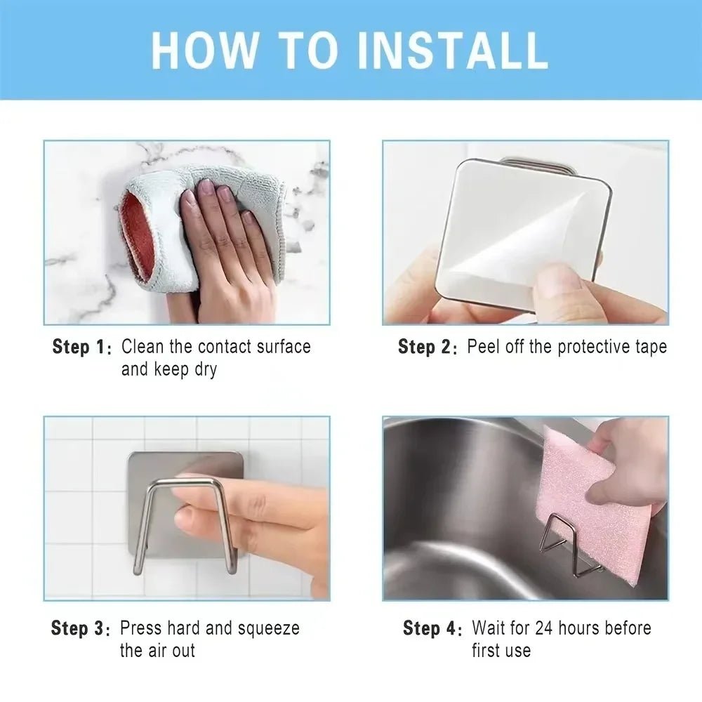 Norvo | Plassbesparende rustfritt stålsvampholder for vasker