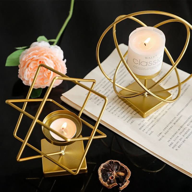 Norvo | Aurelios Golden Candle Holder | Elegant Metal Candle Stand for Living and Dining Table Decoration