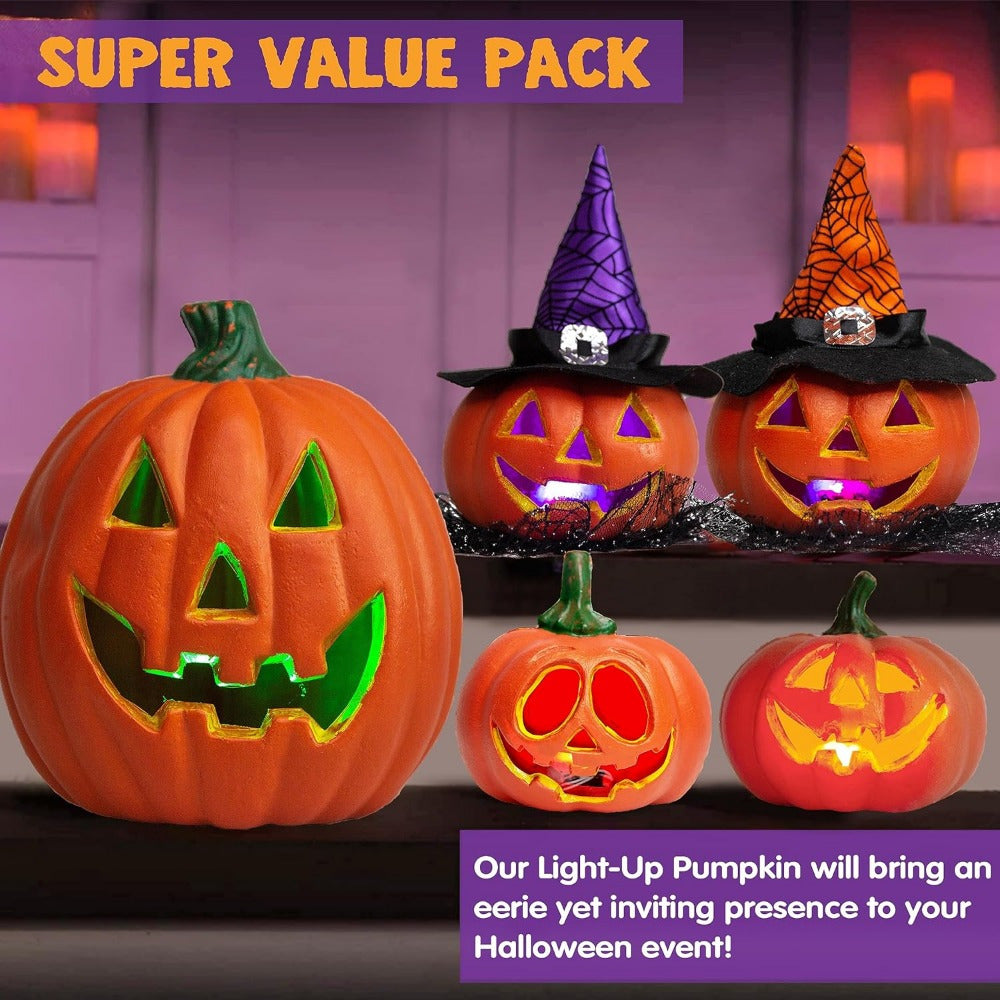 Norvo | Spooky Jack O'Lantern Set – Lysende Batteri Halloween Gresskar Dekor