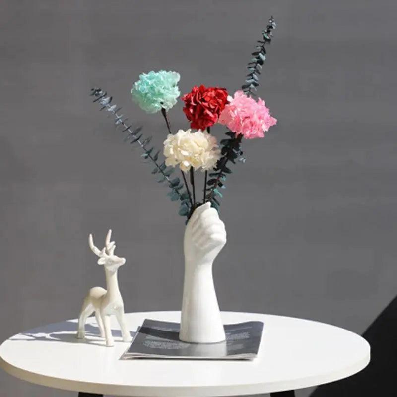 Norvo keramisk hvit hånd vase - Porselen bordvase for hjemmekontor dekor & floral komposisjon