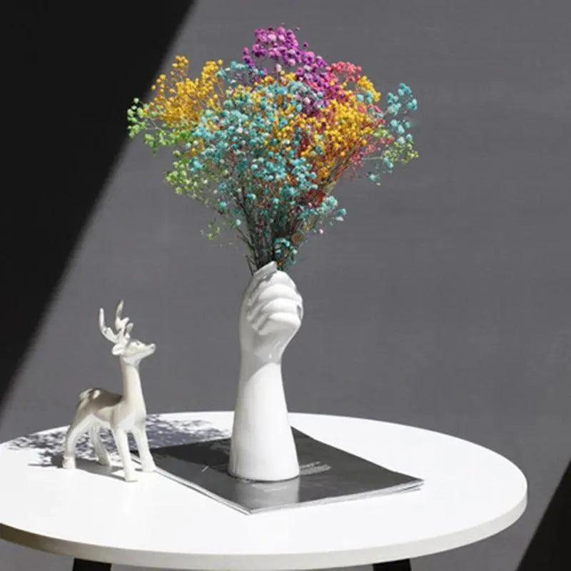 Norvo keramisk hvit hånd vase - Porselen bordvase for hjemmekontor dekor & floral komposisjon