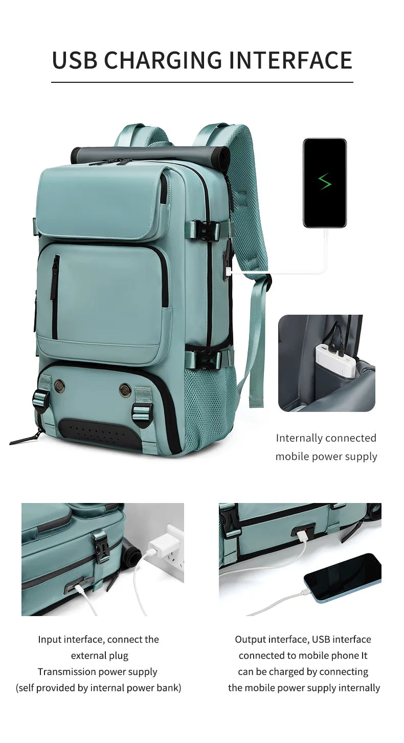 Norvo | TRAVELMAX Pack – Stor vanntett reise ryggsekk med USB-ladeport