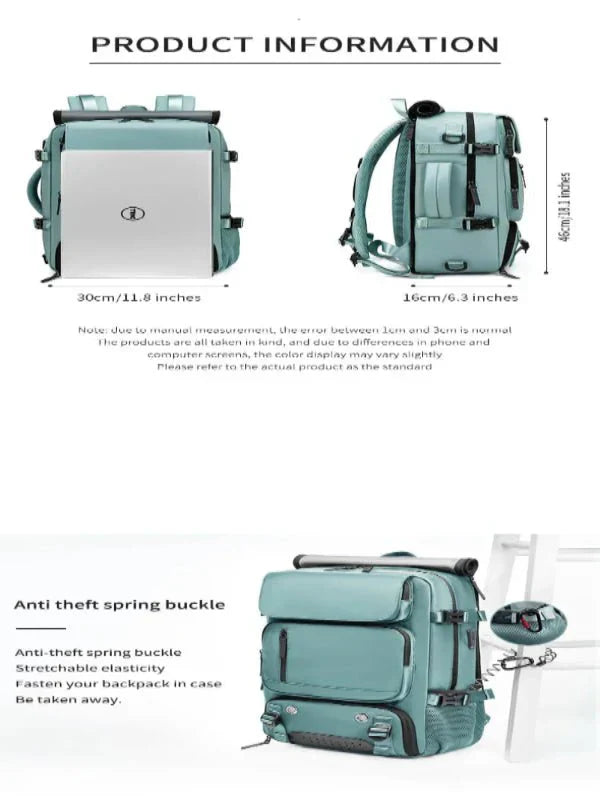 Norvo | TRAVELMAX Pack – Stor vanntett reise ryggsekk med USB-ladeport