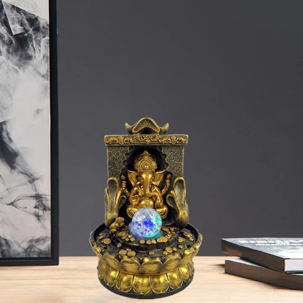 Norvo | Fantastisk Ganesha Statue med LED Indre Vannkilde
