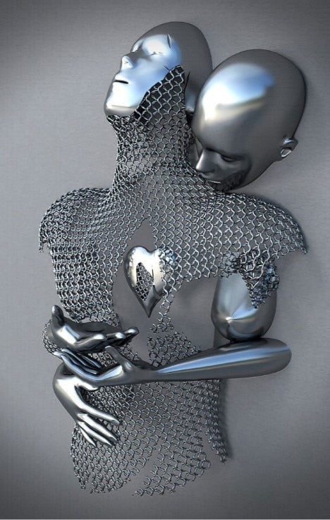 Norvo | Metallfigur Statuer Stiler Abstrakt Lærred Maleri Par Veggkunst Kjærlighet Skulptur Plakat Trykk Hjemmedekorasjon Stue Gaver