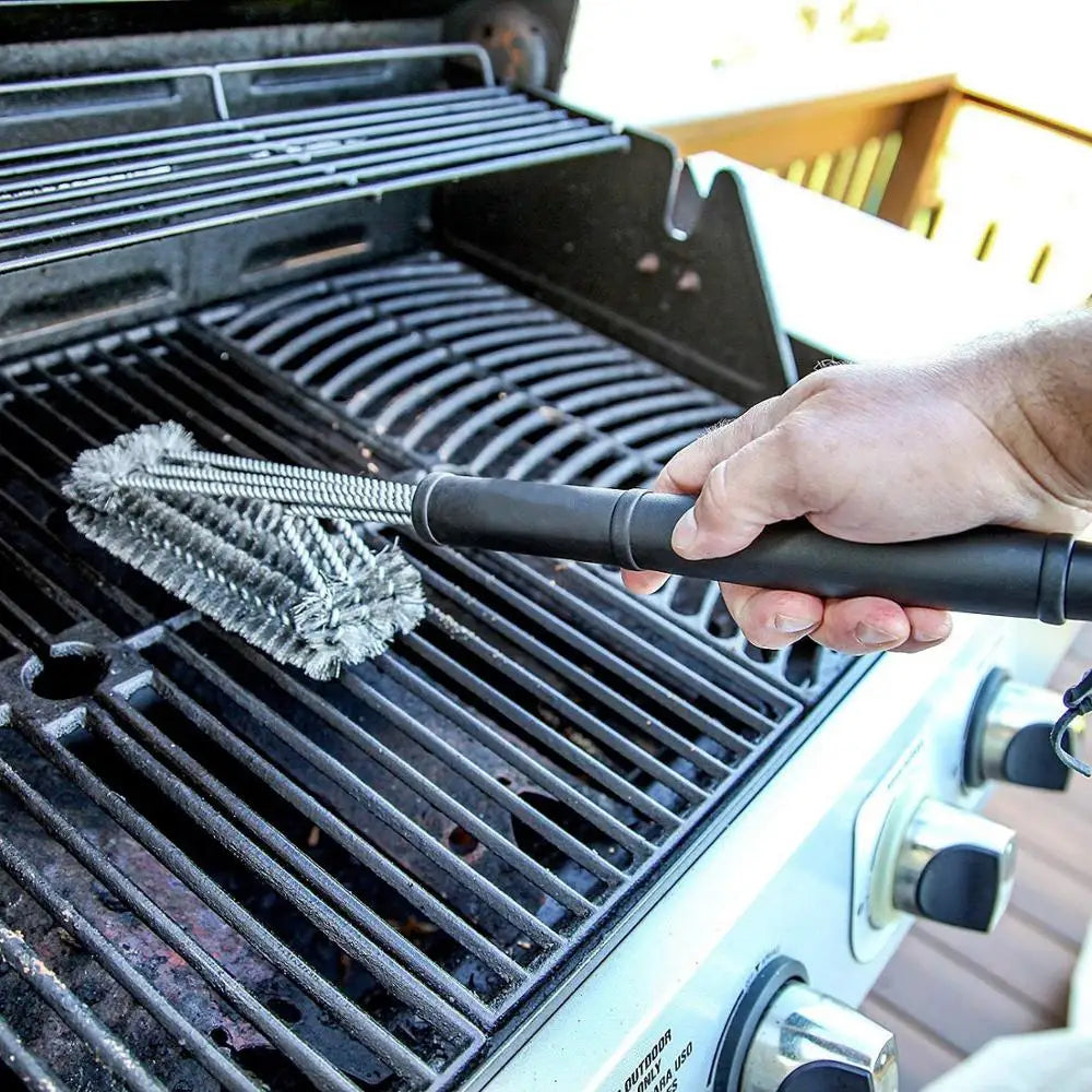 Norvo | FINDKING Grillrengjøringsbørste - BBQ-verktøy med 3 rustfrie børster i 1 - Beste grillrenser og BBQ-tilbehør