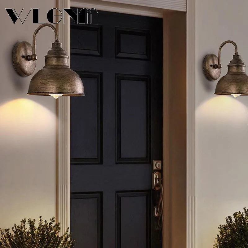 Norvo | Vanntett Retro Utendørs Hage Veranda Vegglampe: Vintage Jern Vegglampe for Korridor, Trapp, Gårdsplass, Balkong, Villa