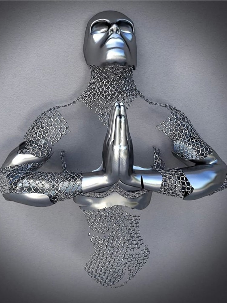 Norvo | Metallfigur Statuer Stiler Abstrakt Lærred Maleri Par Veggkunst Kjærlighet Skulptur Plakat Trykk Hjemmedekorasjon Stue Gaver