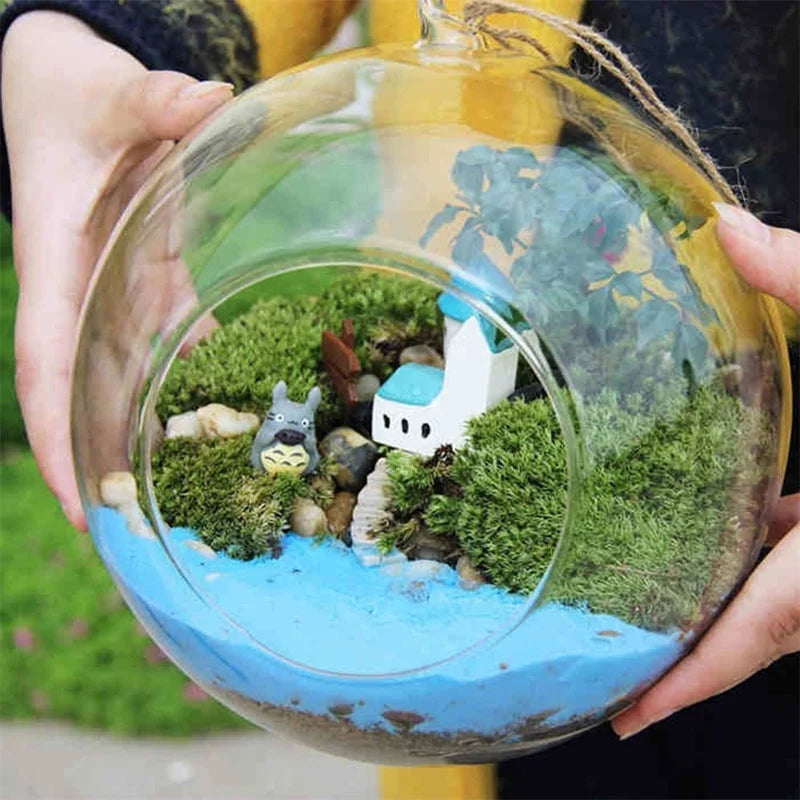 Norvo Glass Ball Vase Flower Plant Potted Creative Glass Container Home Office Decoration Home Table Decor Room Glass Vases