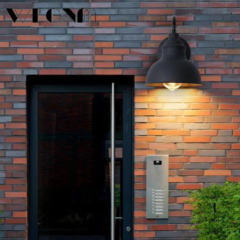 Norvo | Vanntett Retro Utendørs Hage Veranda Vegglampe: Vintage Jern Vegglampe for Korridor, Trapp, Gårdsplass, Balkong, Villa