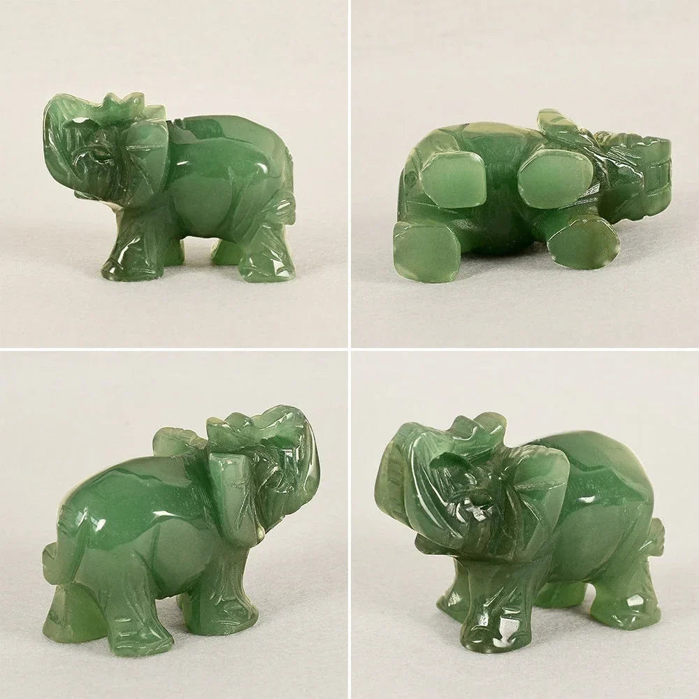 Norvo | Grønn Aventurin Jade Stein Elefant Statue