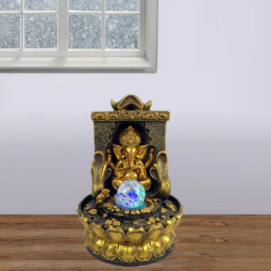 Norvo | Fantastisk Ganesha Statue med LED Indre Vannkilde