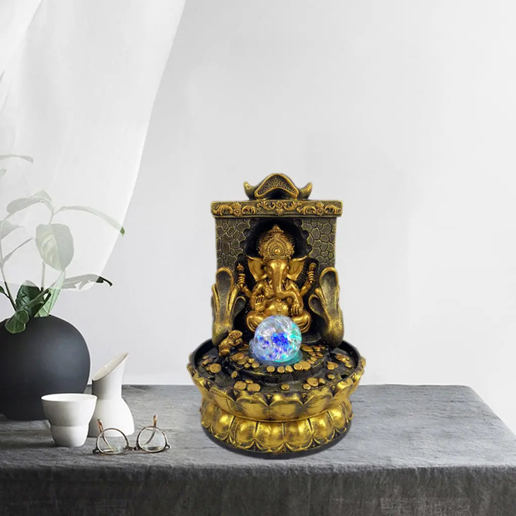 Norvo | Fantastisk Ganesha Statue med LED Indre Vannkilde