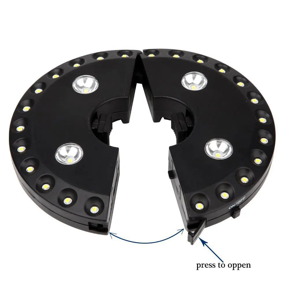 Norvo | Paraplylys LUMIROOF | 3 lysstyrkenivåer | Trådløs & verktøyløs | For hage, balkong & camping