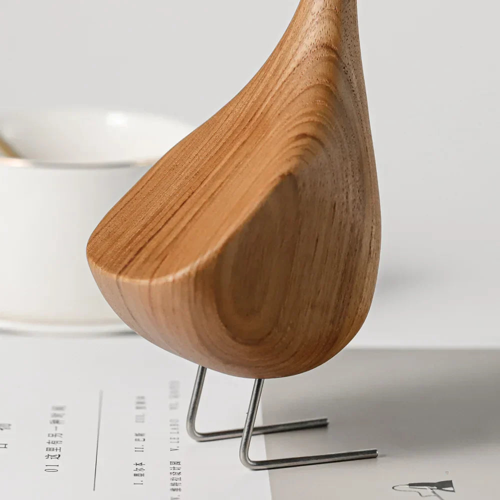 Norvo | Nordiske Tre Gås Figurer Abstrakt Teak Tre Skulptur Kjærleikpar Figurer Naturlige Dyre Ornamenter for Hjemdekorasjon