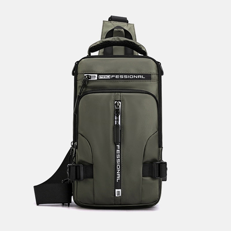 Norvo | Vanntett Oxford Crossbody Bag, Tyverisikkert Sling Bag, USB Lading & Flerlommes Design