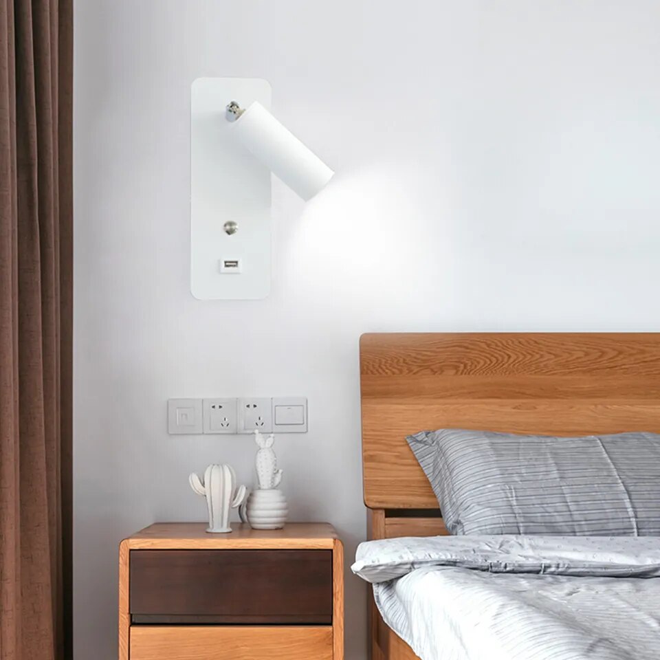 Leselampe med bryter og USB-lader