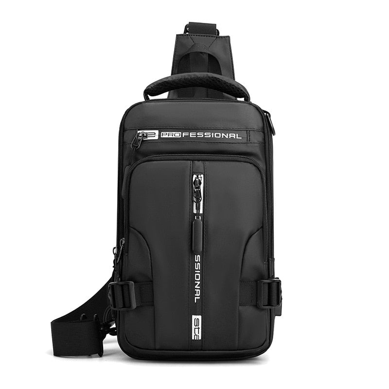 Norvo | Vanntett Oxford Crossbody Bag, Tyverisikkert Sling Bag, USB Lading & Flerlommes Design