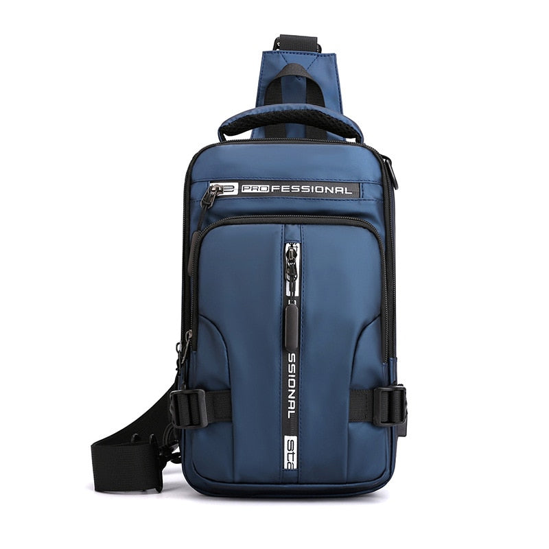 Norvo | Vanntett Oxford Crossbody Bag, Tyverisikkert Sling Bag, USB Lading & Flerlommes Design