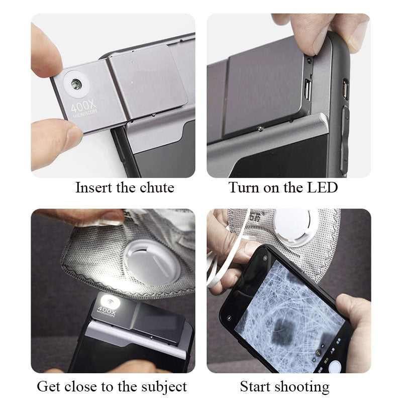 Norvo | 400x Justerbar Ekspert Utsikt Mikroskop Universell Telefon Linse