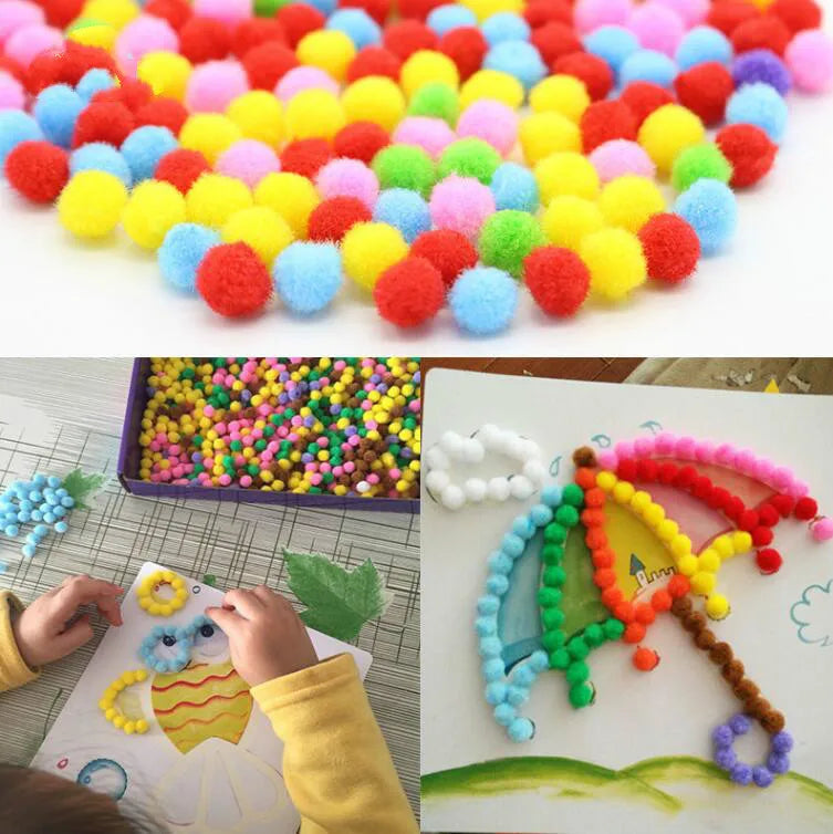 Kreativ DIY Plysjball Malingsett for Barn - Utdannende Tegneseriehåndverk, Håndlagde Materialer, Morsomme Puslespill for Barn