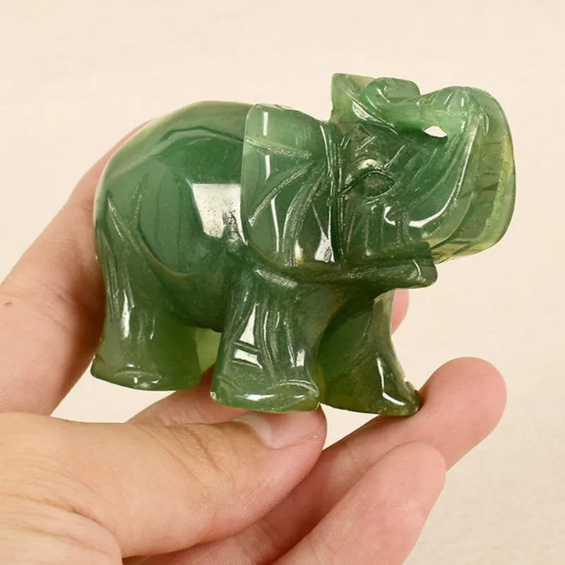 Norvo | Grønn Aventurin Jade Stein Elefant Statue