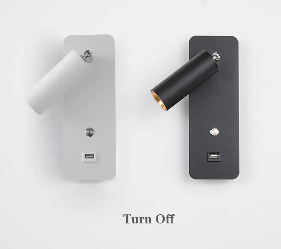 Leselampe med bryter og USB-lader