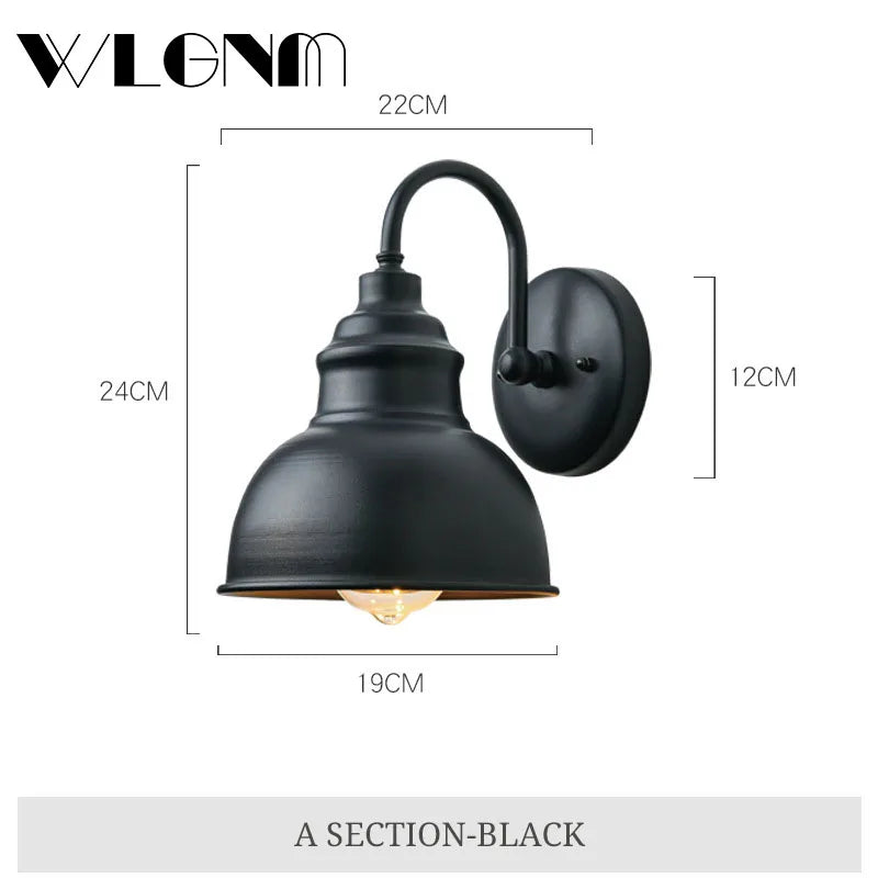 Norvo | Vanntett Retro Utendørs Hage Veranda Vegglampe: Vintage Jern Vegglampe for Korridor, Trapp, Gårdsplass, Balkong, Villa