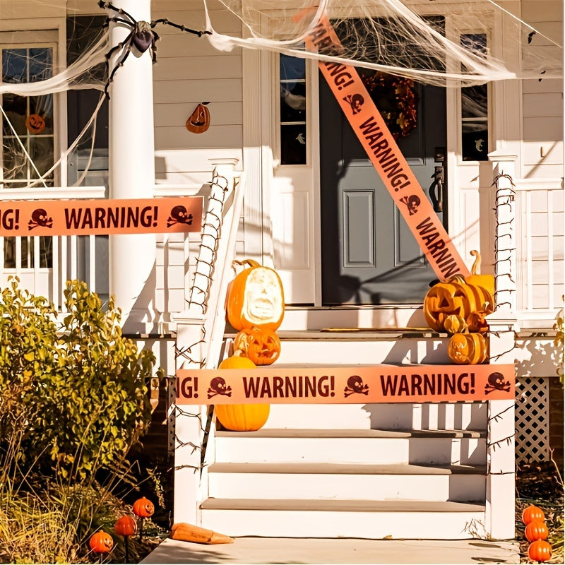 Norvo | Spooky Halloween Hodeskalle Banner – Plast Advarsel Tape Dekorasjon