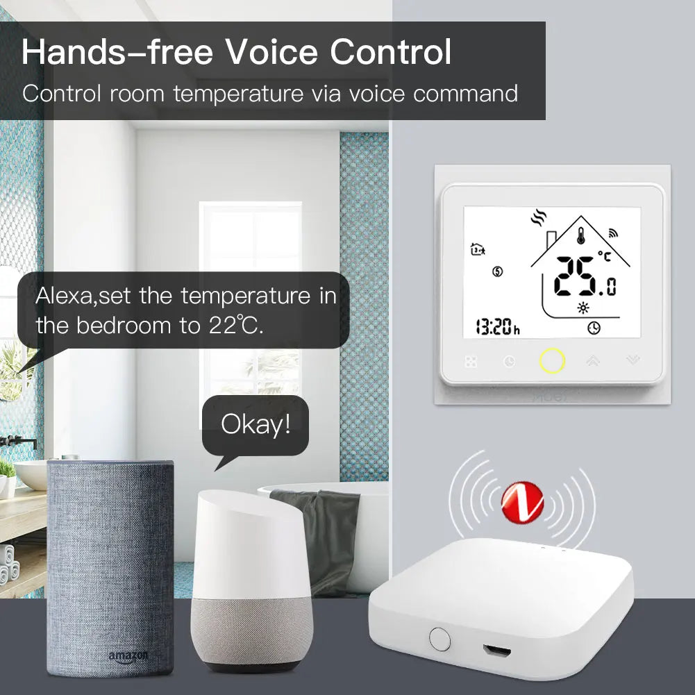 Tuya ZigBee Smart Termostat Hub med LCD-skjerm - WiFi Vannvarmer & Gulvkontroll via SmartLife Google Alexa-apper