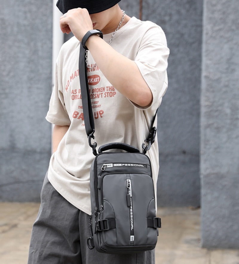 Norvo | Vanntett Oxford Crossbody Bag, Tyverisikkert Sling Bag, USB Lading & Flerlommes Design