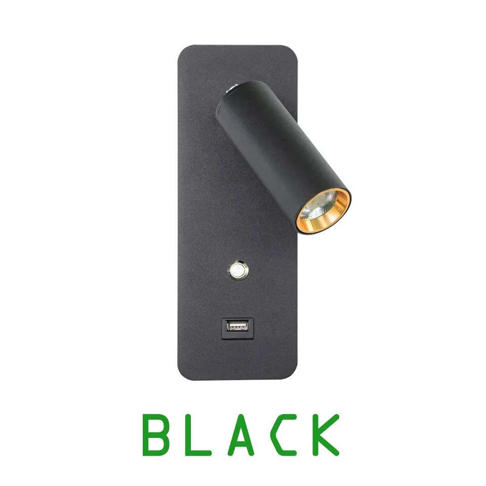 Leselampe med bryter og USB-lader
