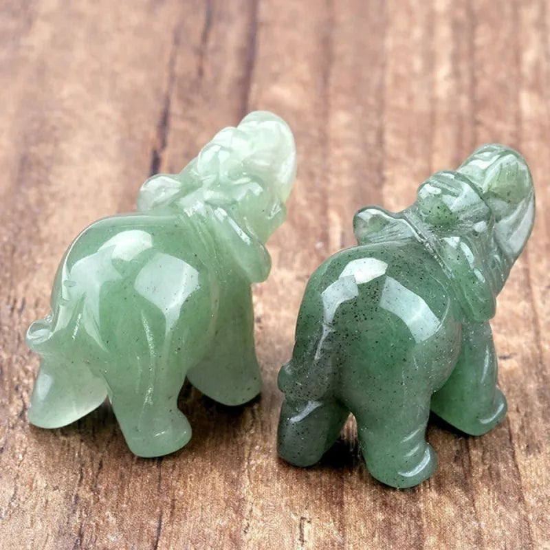 Norvo | Grønn Aventurin Jade Stein Elefant Statue
